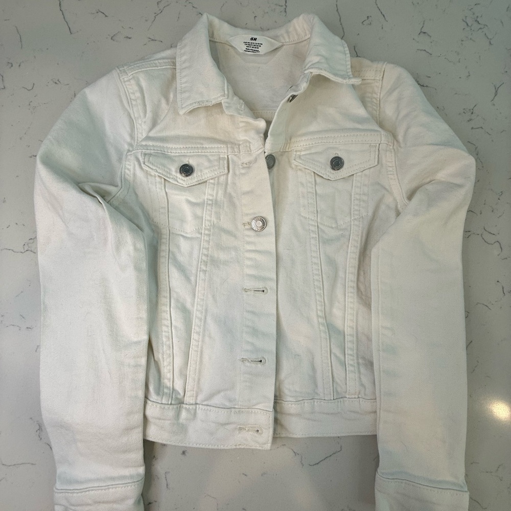 H&M White Denim Jean Jacket Classic Style
